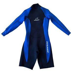 Oceanic Black Blue Long Sleeve Shorts Wetsuit Surfing Surf Diving Size Medium